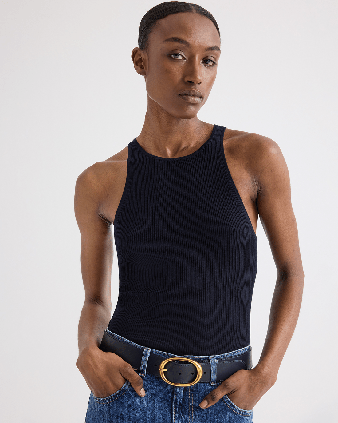 Wide Belt in Navy - TWP