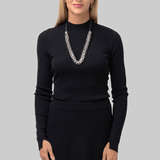 Xavier Ribbed Mock Neck Sweater in Black - Saint Art