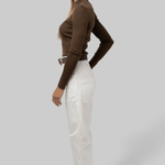 Xavier Ribbed Mock Neck Sweater in Chestnut - Saint Art