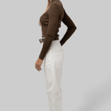 Xavier Ribbed Mock Neck Sweater in Chestnut - Saint Art