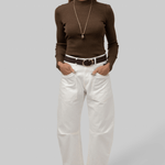 Xavier Ribbed Mock Neck Sweater in Chestnut - Saint Art