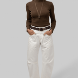 Xavier Ribbed Mock Neck Sweater in Chestnut - Saint Art