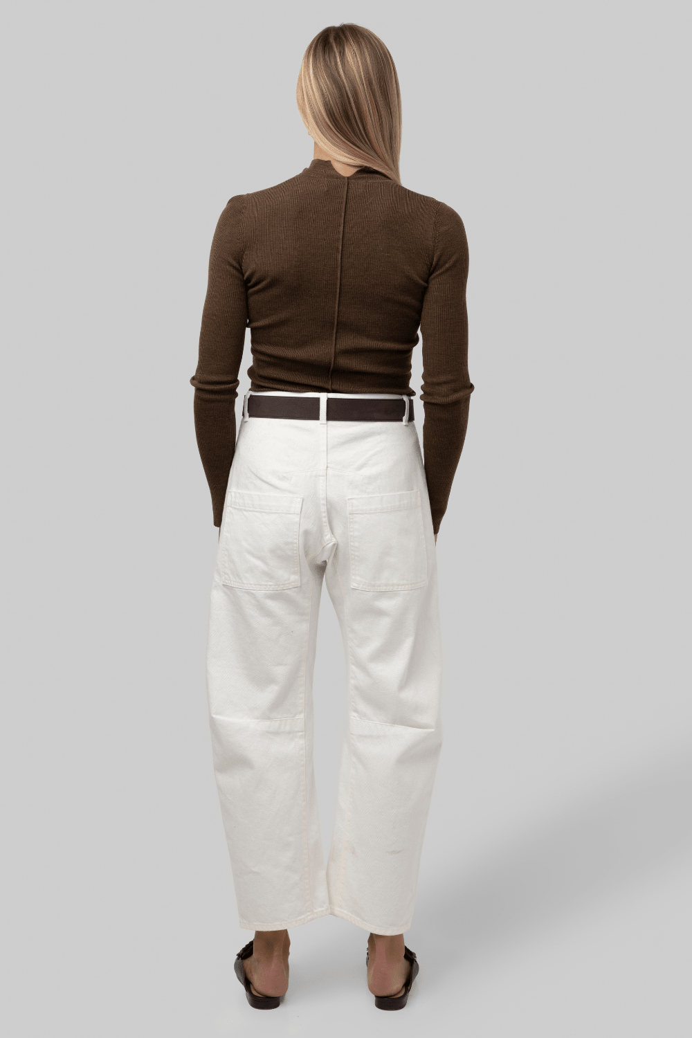 Xavier Ribbed Mock Neck Sweater in Chestnut - Saint Art
