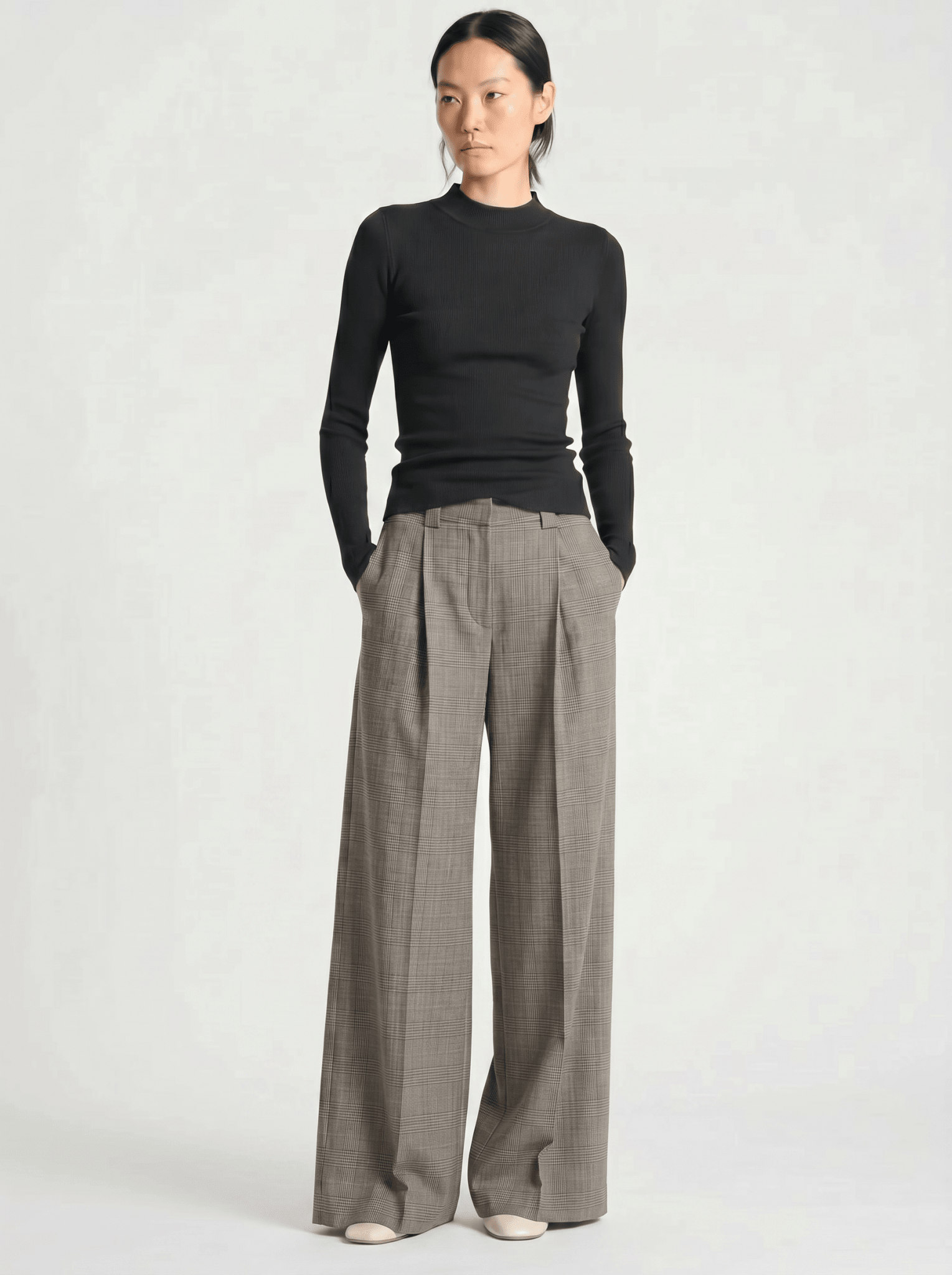 Xavier Ribbed Mock Neck Sweater in Dark Gray Heather - Saint Art