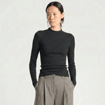 Xavier Ribbed Mock Neck Sweater in Dark Gray Heather - Saint Art